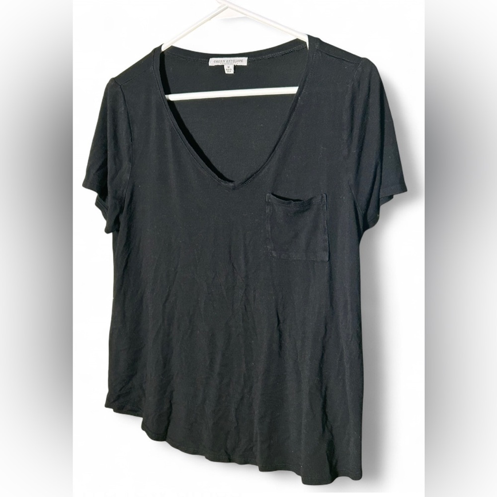 5/$25 Green Envelope Black Short Sleeve Tee